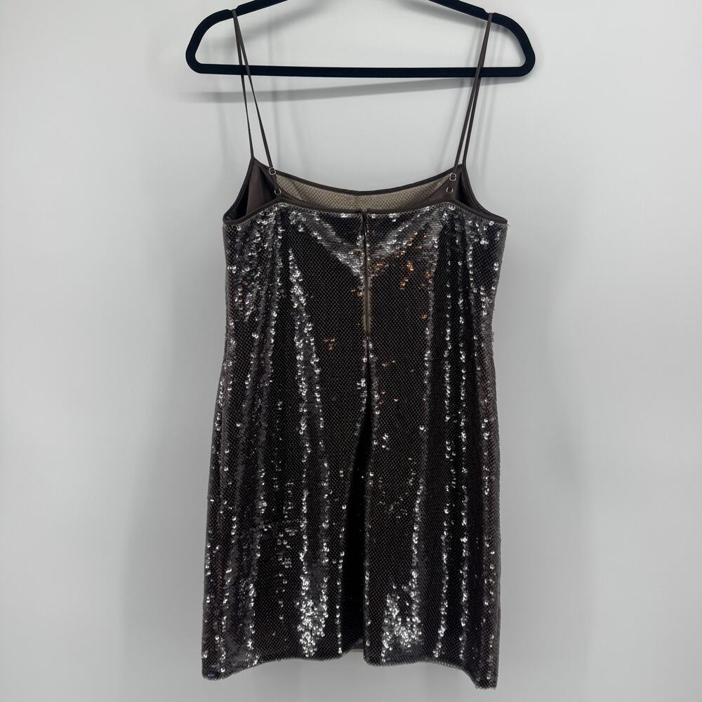A.L.C. Dani Mini Dress Womens Size Large Sequin Slip Party Brown Sexy Cocktail - Picture 7 of 10